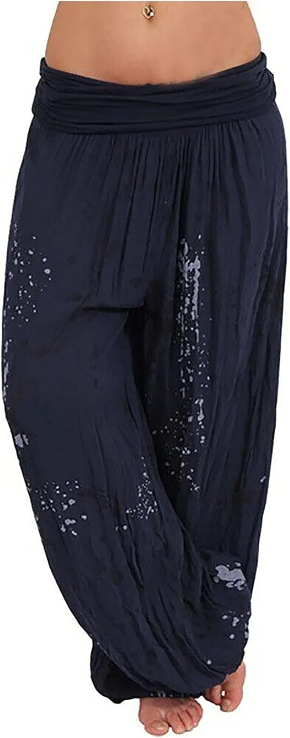 Women's Harem Pants High Waist Yoga Boho Trousers with Pockets Hippie Boho Beach Baggy Summer Baggy Joggers Plus Size