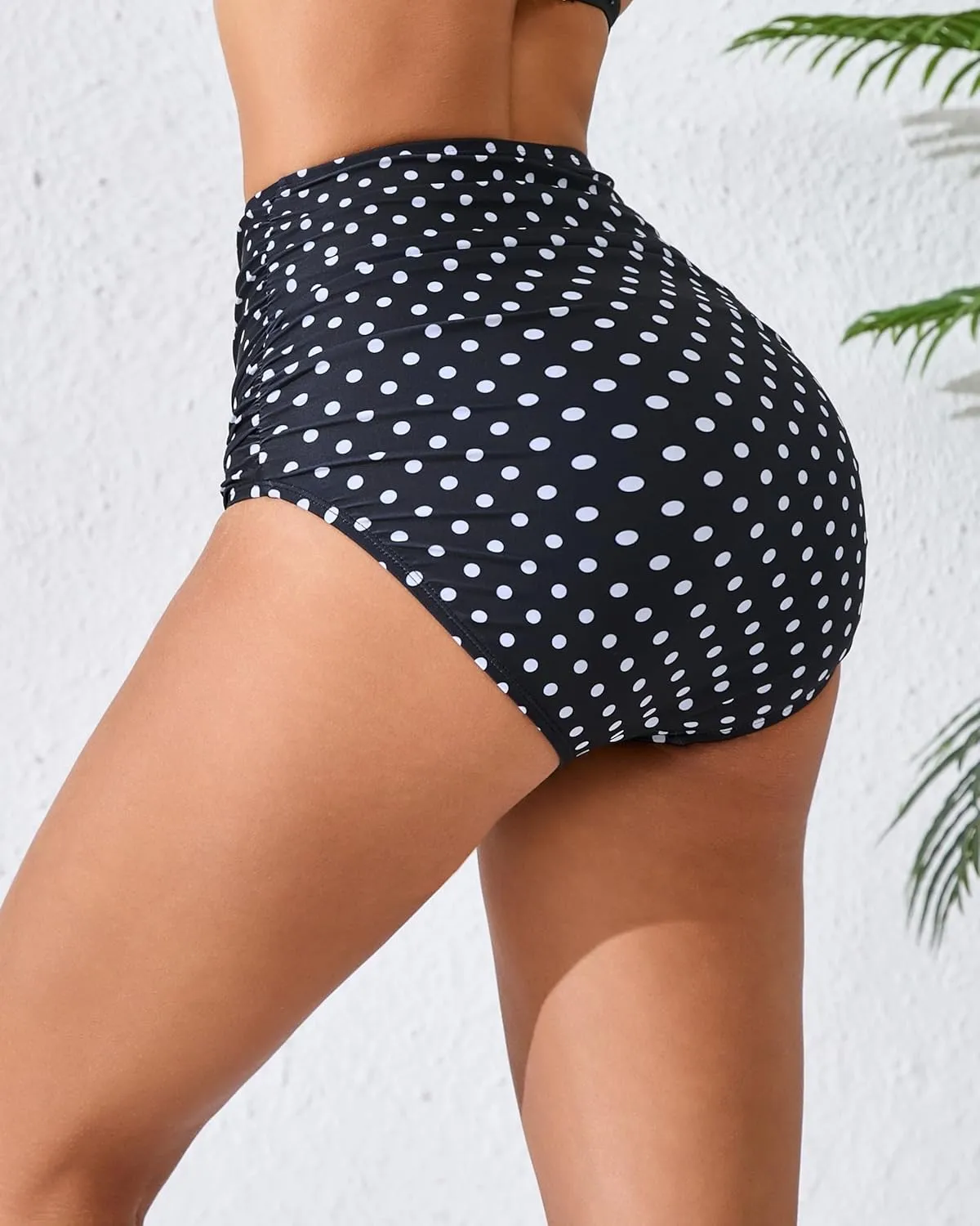 Womens High Waisted Full Ruched Bikini Swimsuit Bottoms Tummy Control Full Coverage Bathing Suit Bottoms