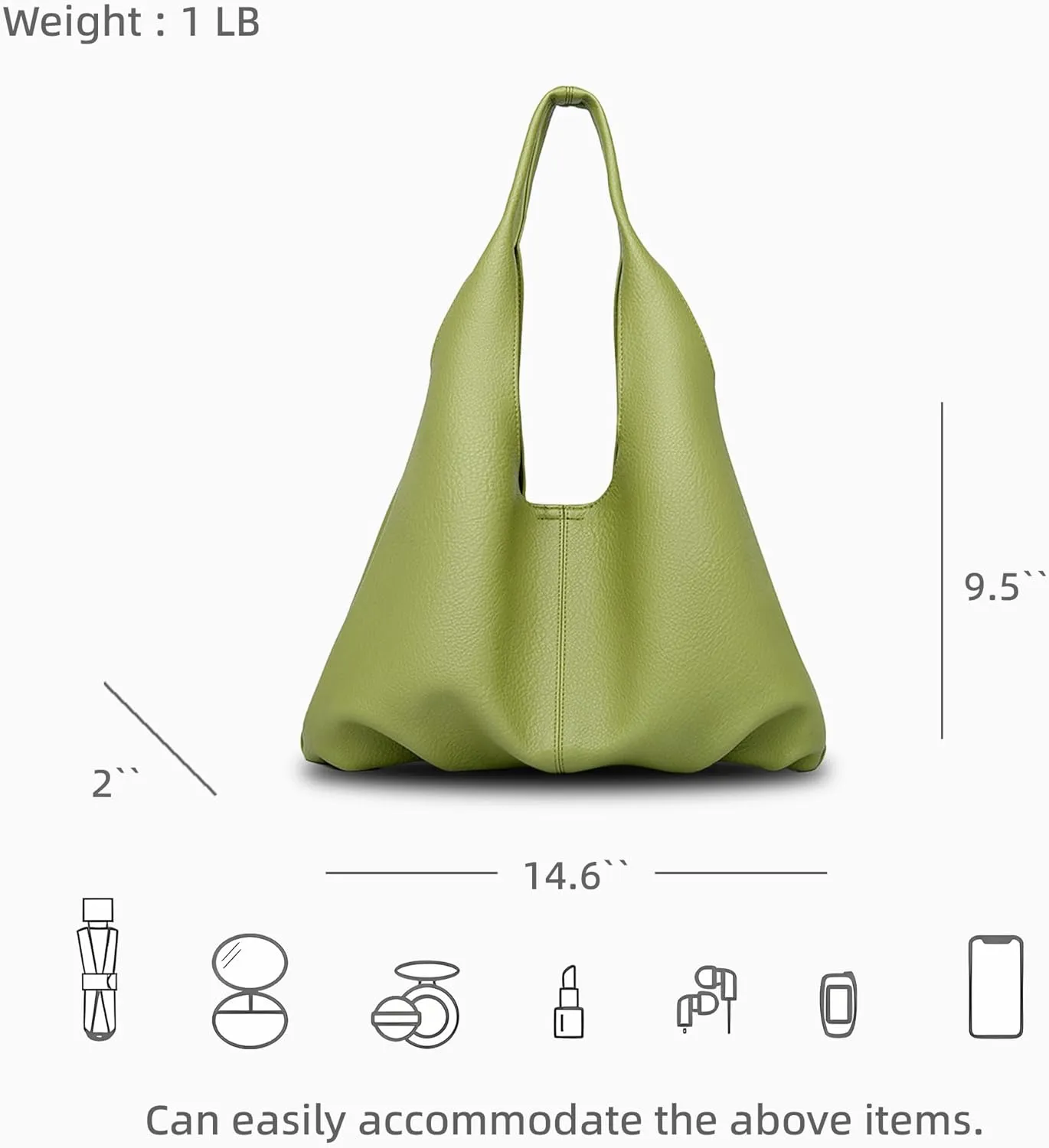 Womens Hobo Bag Large Capacity Shoulder Bag Vegan Leather Handbag Casual Top Handle Bag for Work
