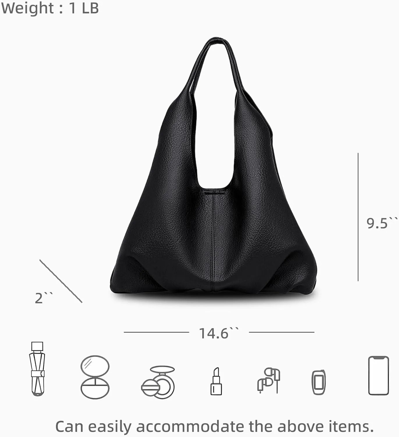 Womens Hobo Bag Large Capacity Shoulder Bag Vegan Leather Handbag Casual Top Handle Bag for Work