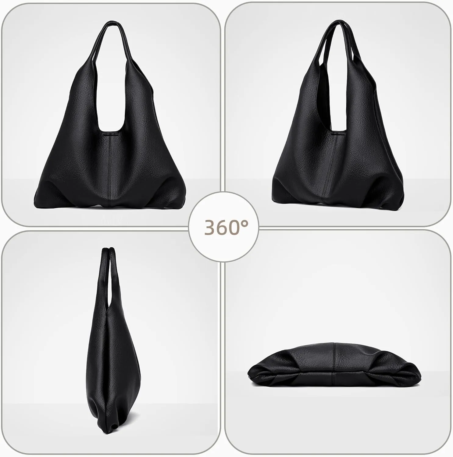 Womens Hobo Bag Large Capacity Shoulder Bag Vegan Leather Handbag Casual Top Handle Bag for Work
