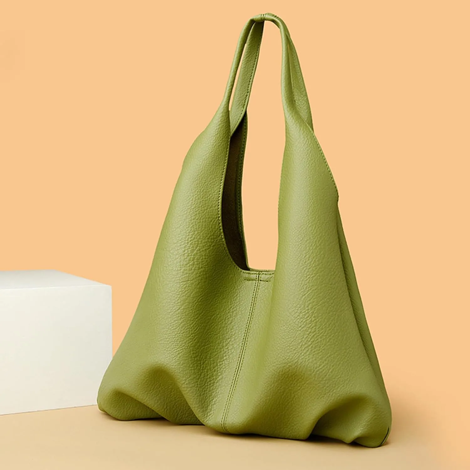 Womens Hobo Bag Large Capacity Shoulder Bag Vegan Leather Handbag Casual Top Handle Bag for Work