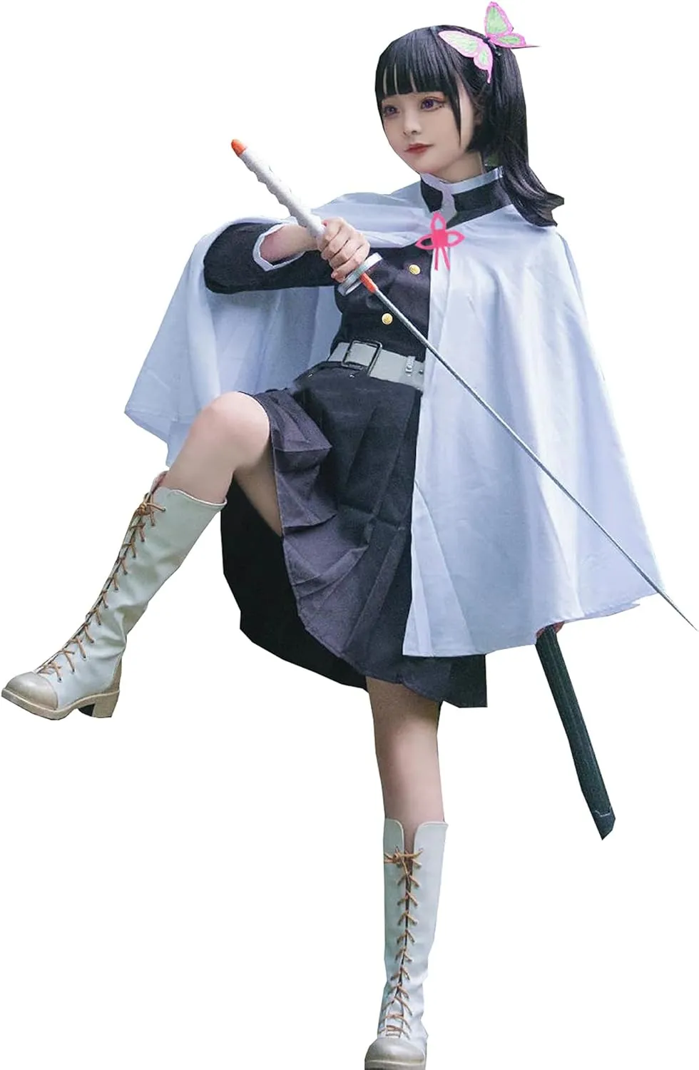 Women's Kanao Tsuyuri Cosplay Costume Anime Kochou Cloak Robe Dress Outfit Kanao Cosplay,M