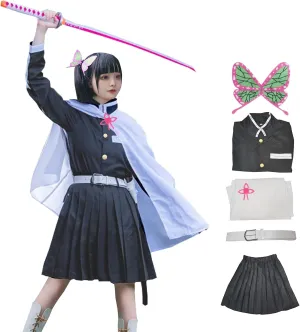 Women's Kanao Tsuyuri Cosplay Costume Anime Kochou Cloak Robe Dress Outfit Kanao Cosplay,M