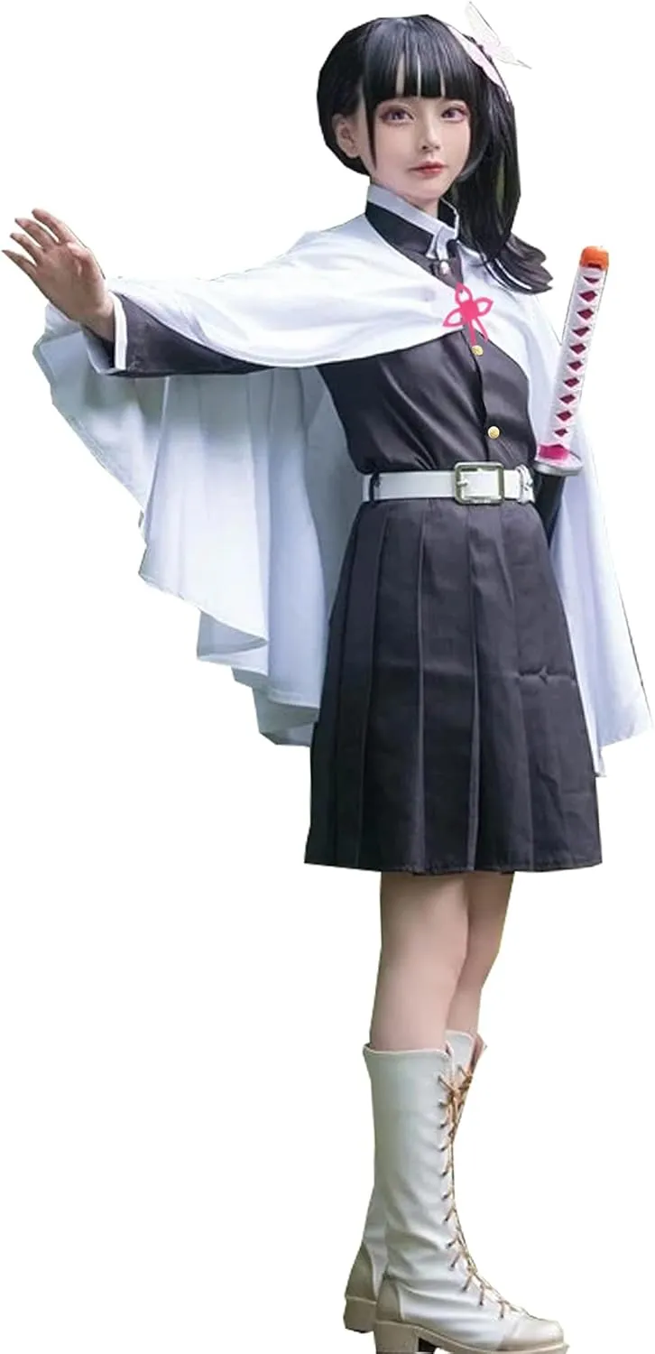 Women's Kanao Tsuyuri Cosplay Costume Anime Kochou Cloak Robe Dress Outfit Kanao Cosplay,M