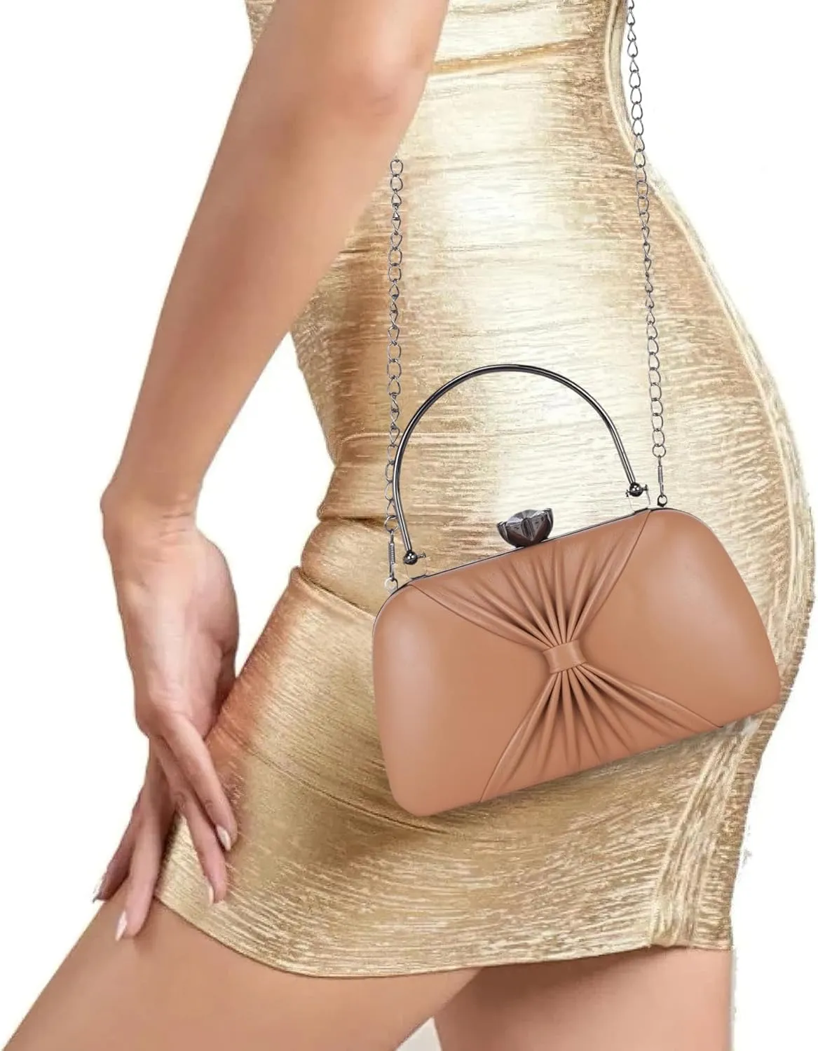 Women's Knot Design Evening Frame Clutch, Purse, Bridal Wedding Clutch Bag, Handbags Purses, Party Clutches