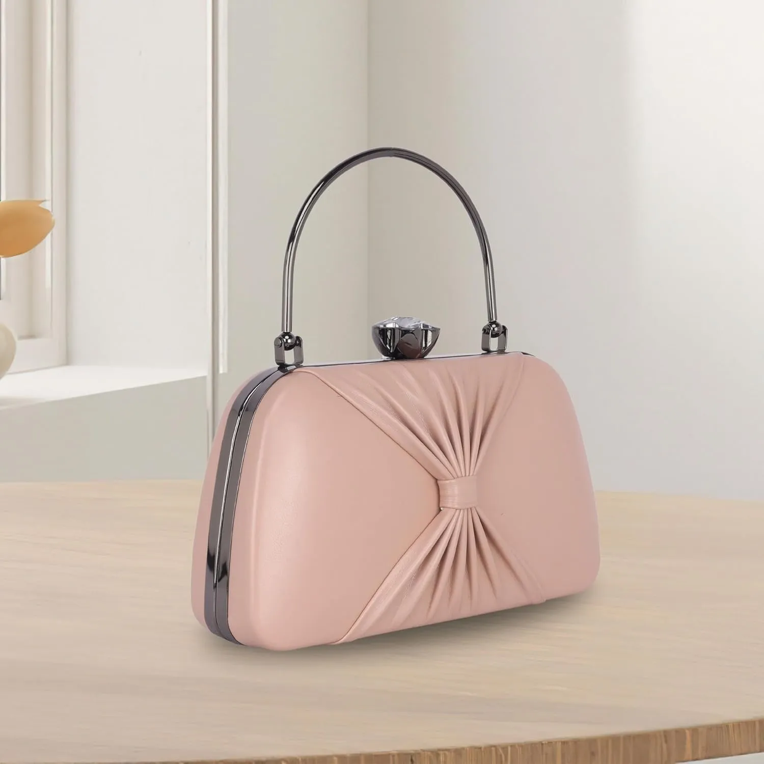 Women's Knot Design Evening Frame Clutch, Purse, Bridal Wedding Clutch Bag, Handbags Purses, Party Clutches