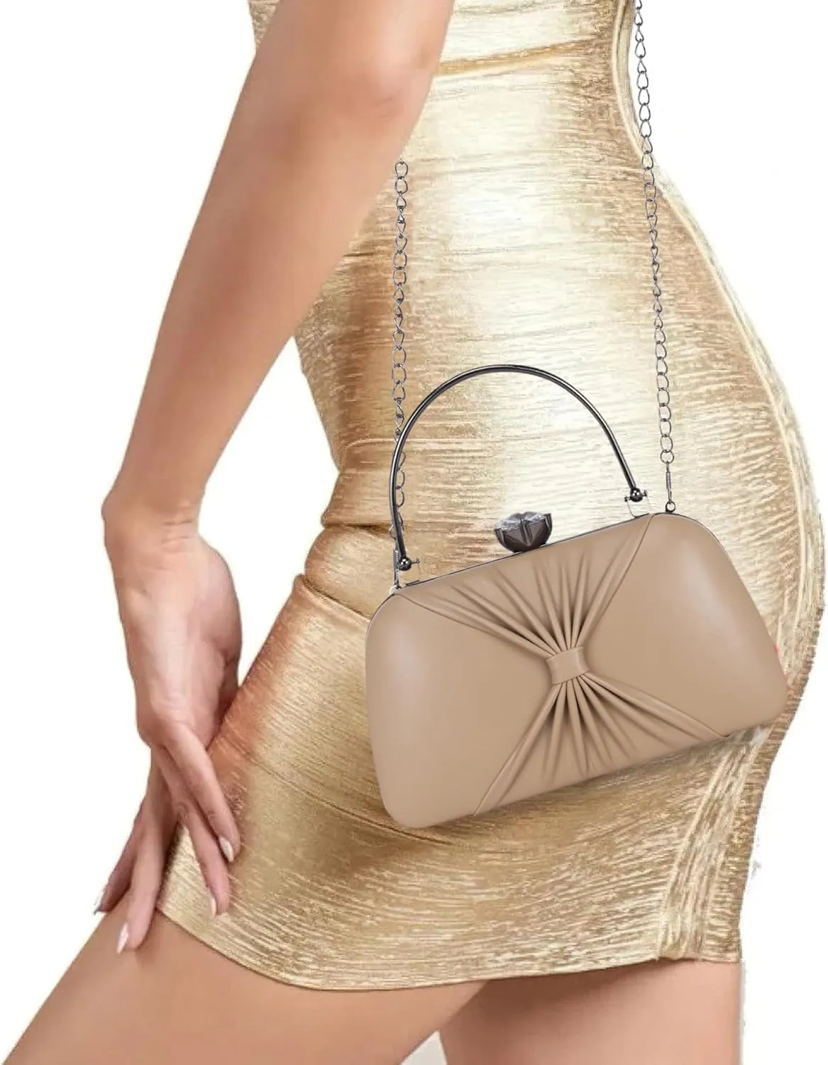 Women's Knot Design Evening Frame Clutch, Purse, Bridal Wedding Clutch Bag, Handbags Purses, Party Clutches