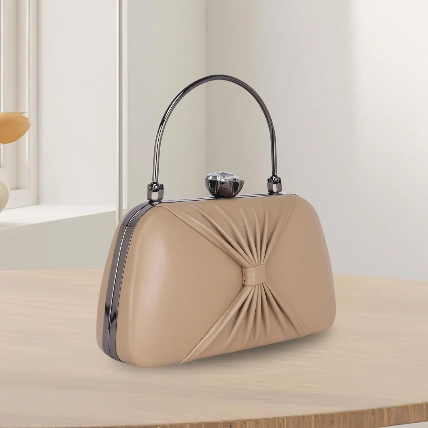 Women's Knot Design Evening Frame Clutch, Purse, Bridal Wedding Clutch Bag, Handbags Purses, Party Clutches
