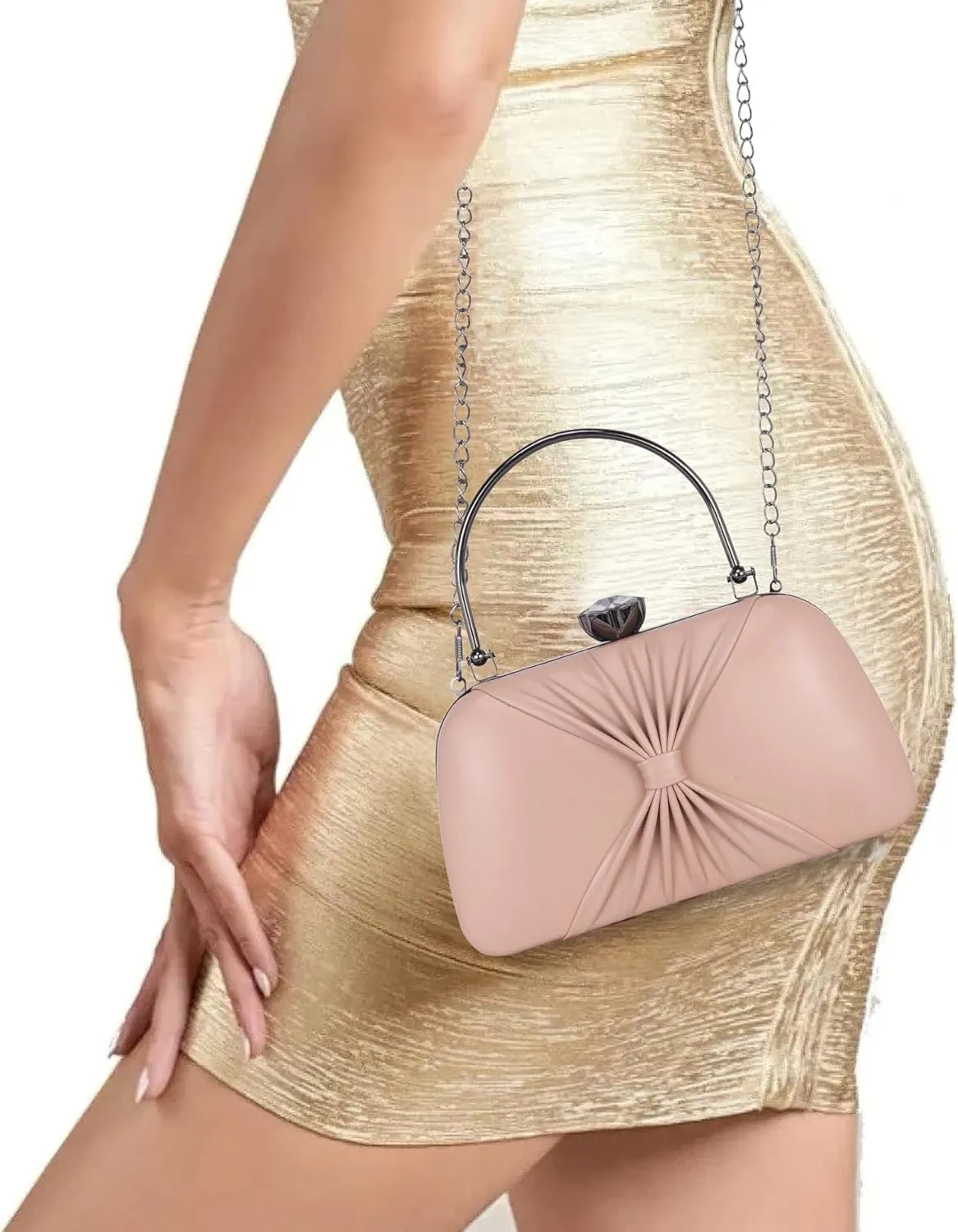 Women's Knot Design Evening Frame Clutch, Purse, Bridal Wedding Clutch Bag, Handbags Purses, Party Clutches