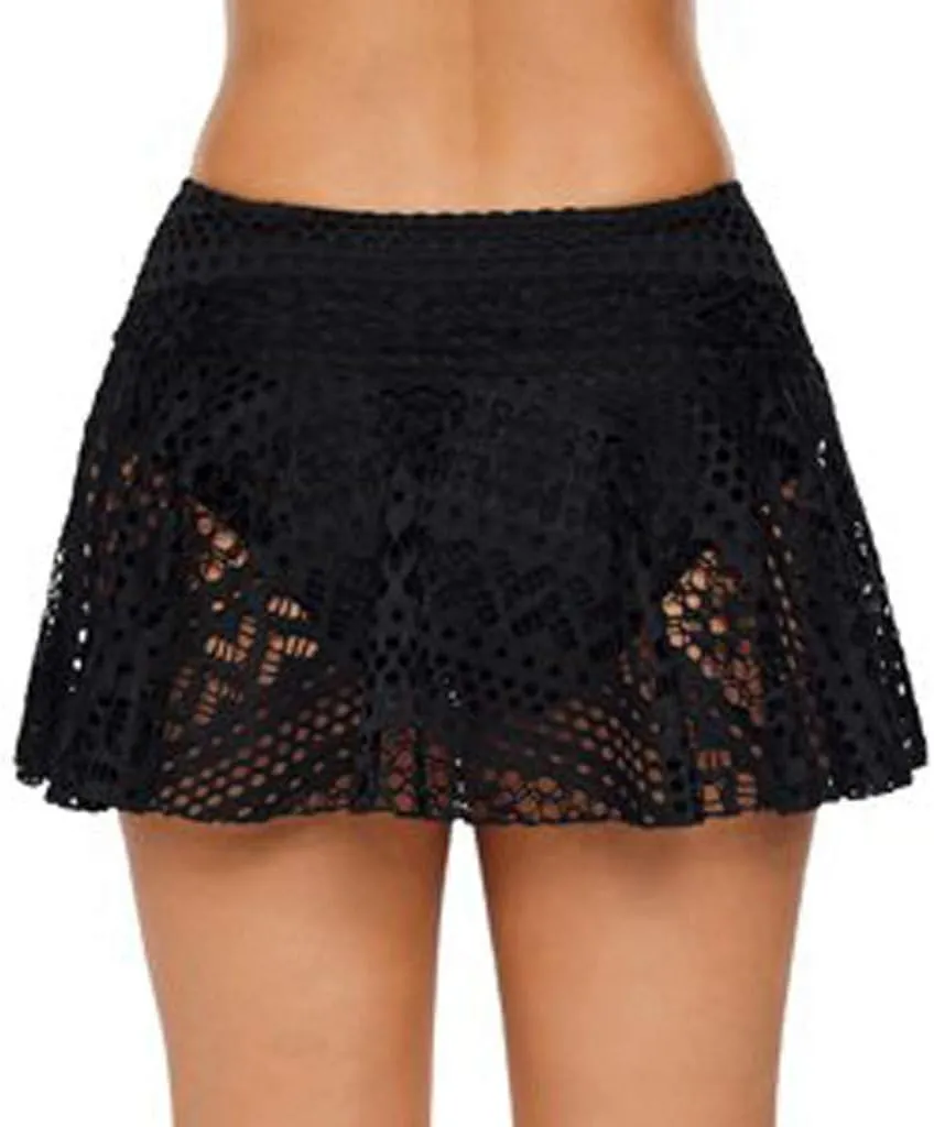 Womens Lace Crochet Swim Skirts With Shorts High Waisted Swimsuit Dress Tankini Bottoms Bathing Suit Short Skort 2024