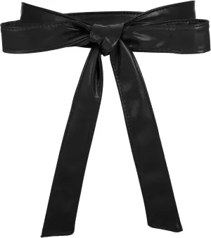 Womens Leather Belt, Obi Belt Fashion Wrap Pu Thin Belt 68X1.5In Dress Belt Tie for Women Waistband Knotted Belt