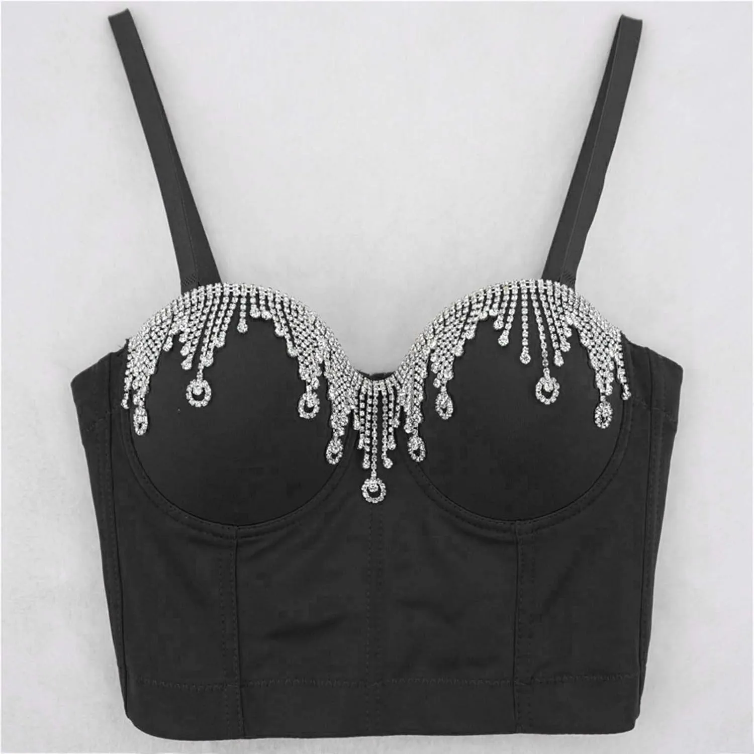 Women's Party Glitter Tank Tops Cute Rhinestone Sparkly Club Camisole Sleeveless Basic Shirts Spaghetti Straps Shiny