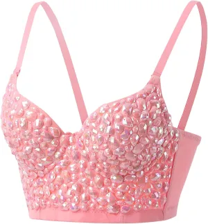 Women's Party Rhinestone Tank Tops Basic Cami Sparkly Club Strappy Sleeveless 2025 Shirts Shiny Camisole Y2K Sparkle