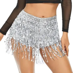 Women's Sequins Tassel Skirts Shorts Rave Festival Bottoms