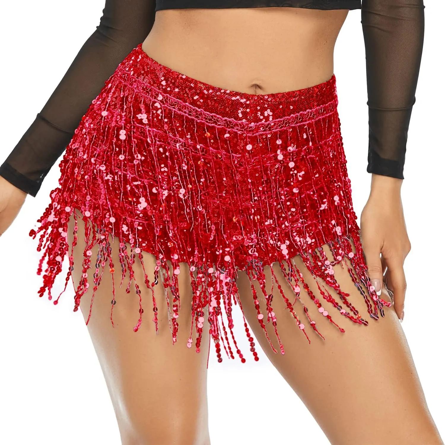 Women's Sequins Tassel Skirts Shorts Rave Festival Bottoms