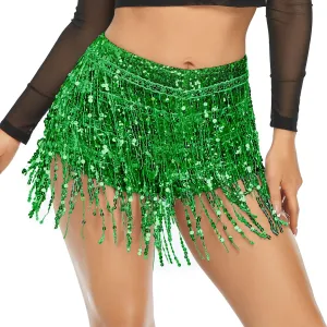 Women's Sequins Tassel Skirts Shorts Rave Festival Bottoms