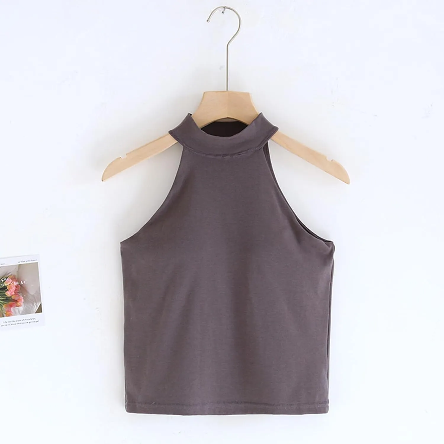 Women's Sleeveless Camisole Tank Tops High Neck Slim Fitted Blouse Summer Casual Tops Business Casual Tops for Ladies