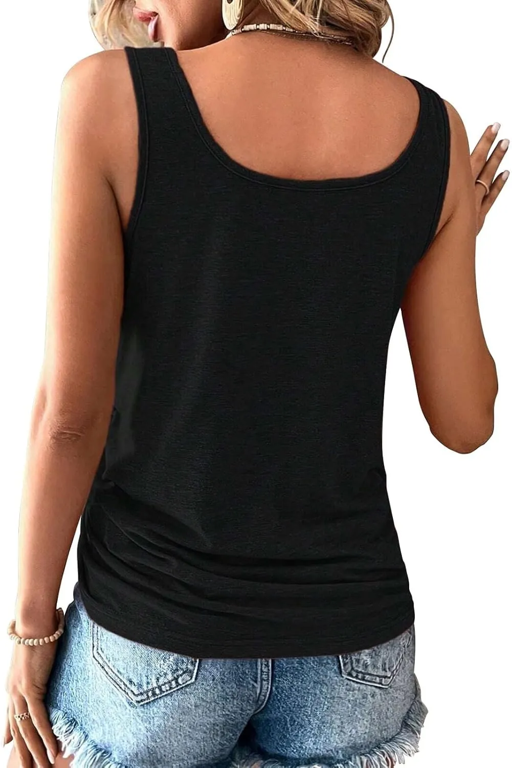 Womens Tank Tops Sleeveless U Neck Loose Button Casual Henley Tops Shirts Summer Tank Tops for Women 2025