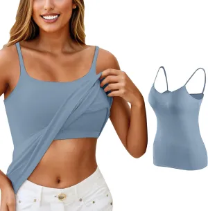 Womens Tank Tops with Built in Bra 2025 Padded Camisole Yoga Bra Tanks Tops No Underwire Workout Tops Undershirt