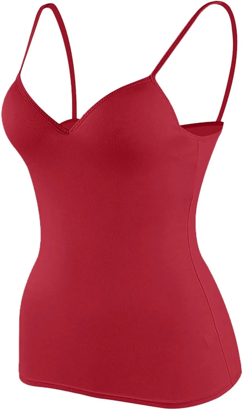 Womens Tank Tops with Built in Bra Adjustable Spaghetti Strap Camisole Shelf Bra Cotton 2025 Summer Clothes