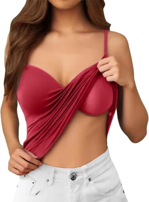 Womens Tank Tops with Built in Bra Adjustable Spaghetti Strap Camisole Shelf Bra Cotton 2025 Summer Clothes