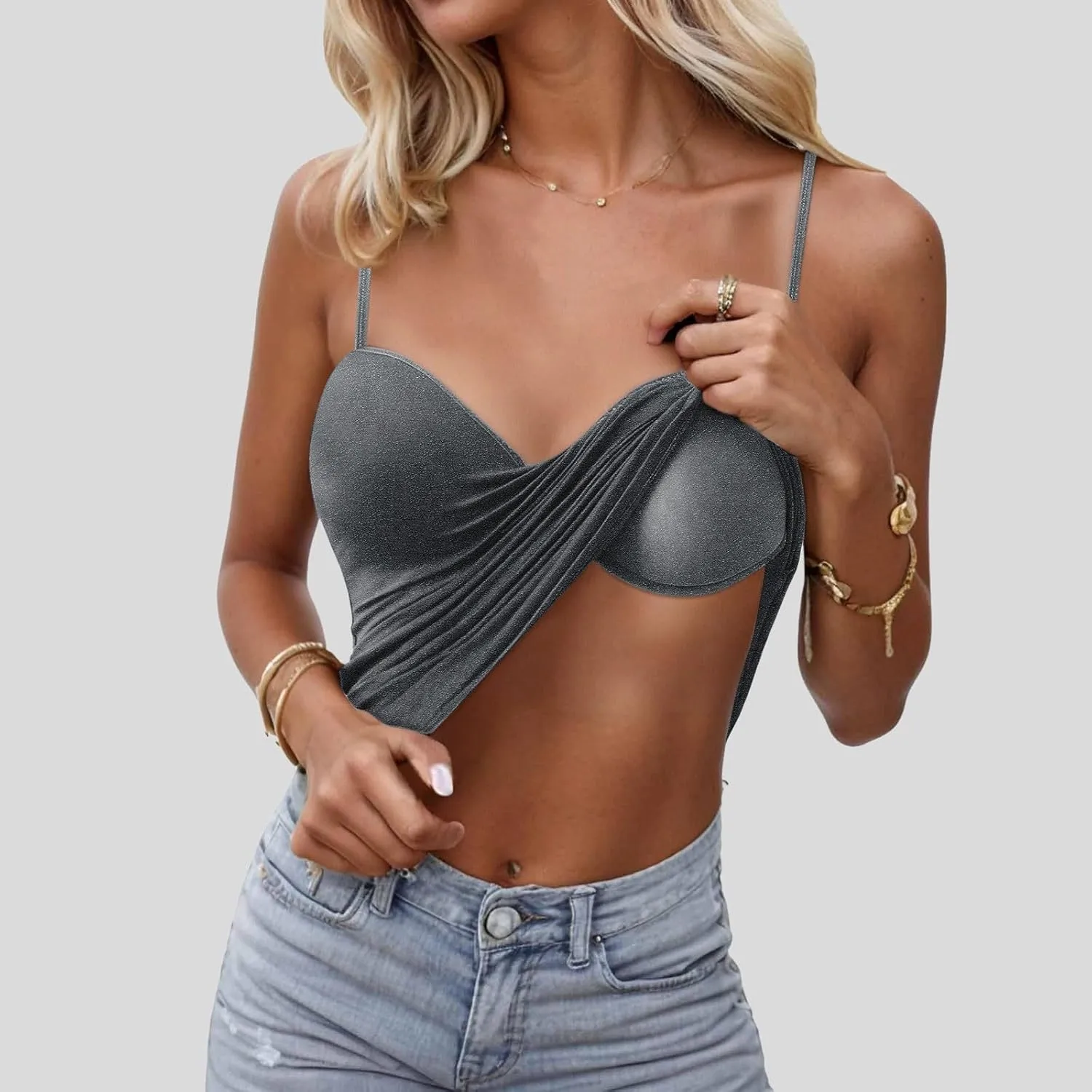 Womens Tank Tops with Built in Bra Adjustable Spaghetti Strap Camisole Shelf Bra Cotton 2025 Summer Clothes
