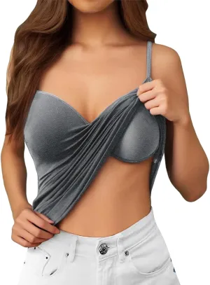 Womens Tank Tops with Built in Bra Adjustable Spaghetti Strap Camisole Shelf Bra Cotton 2025 Summer Clothes