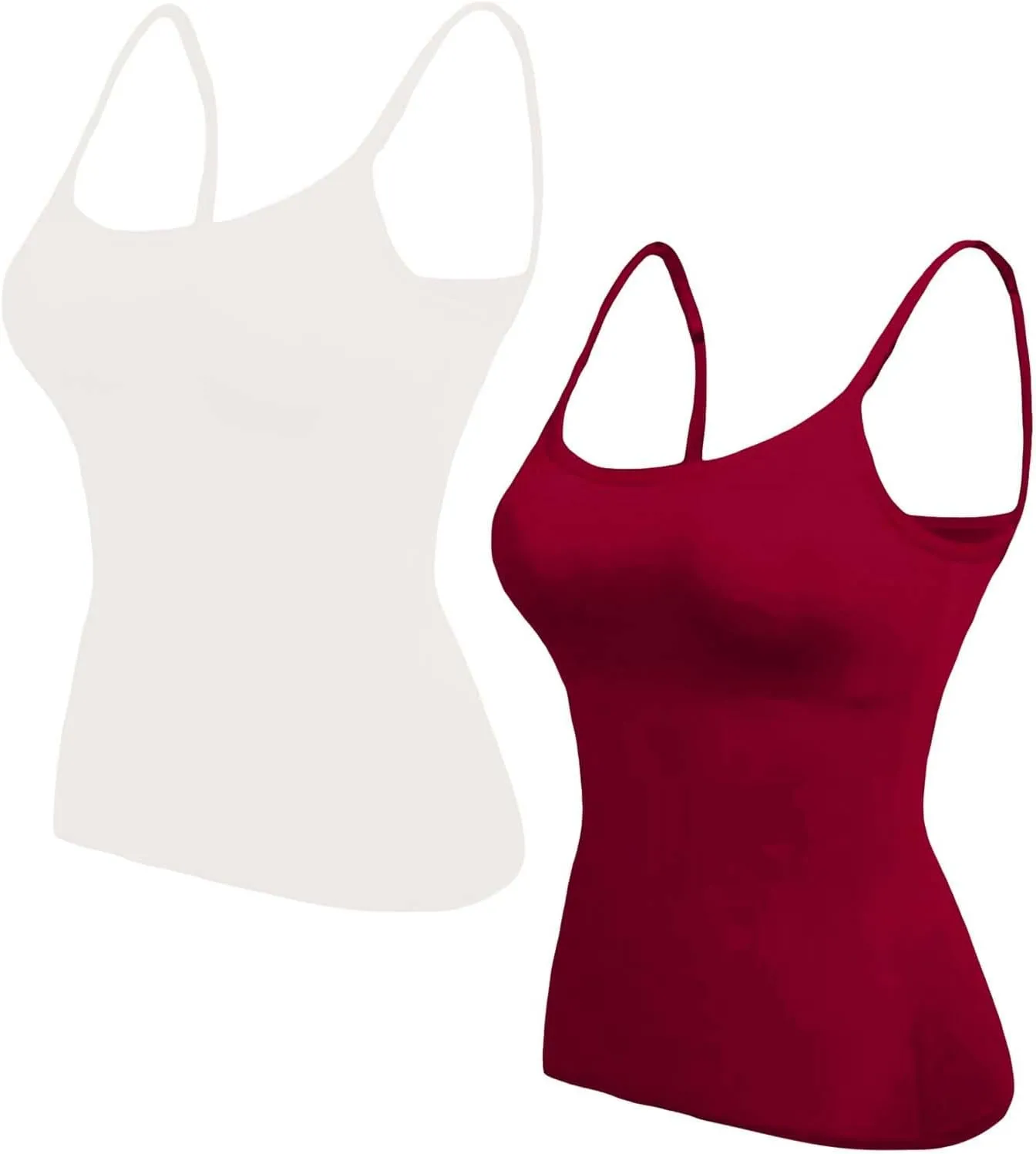 Womens Tank Tops With Built In Bras,Classic Casual Loose Fit Shelf Bra Tank Tops Plus Size Camisole Tank Tops 2 Pack