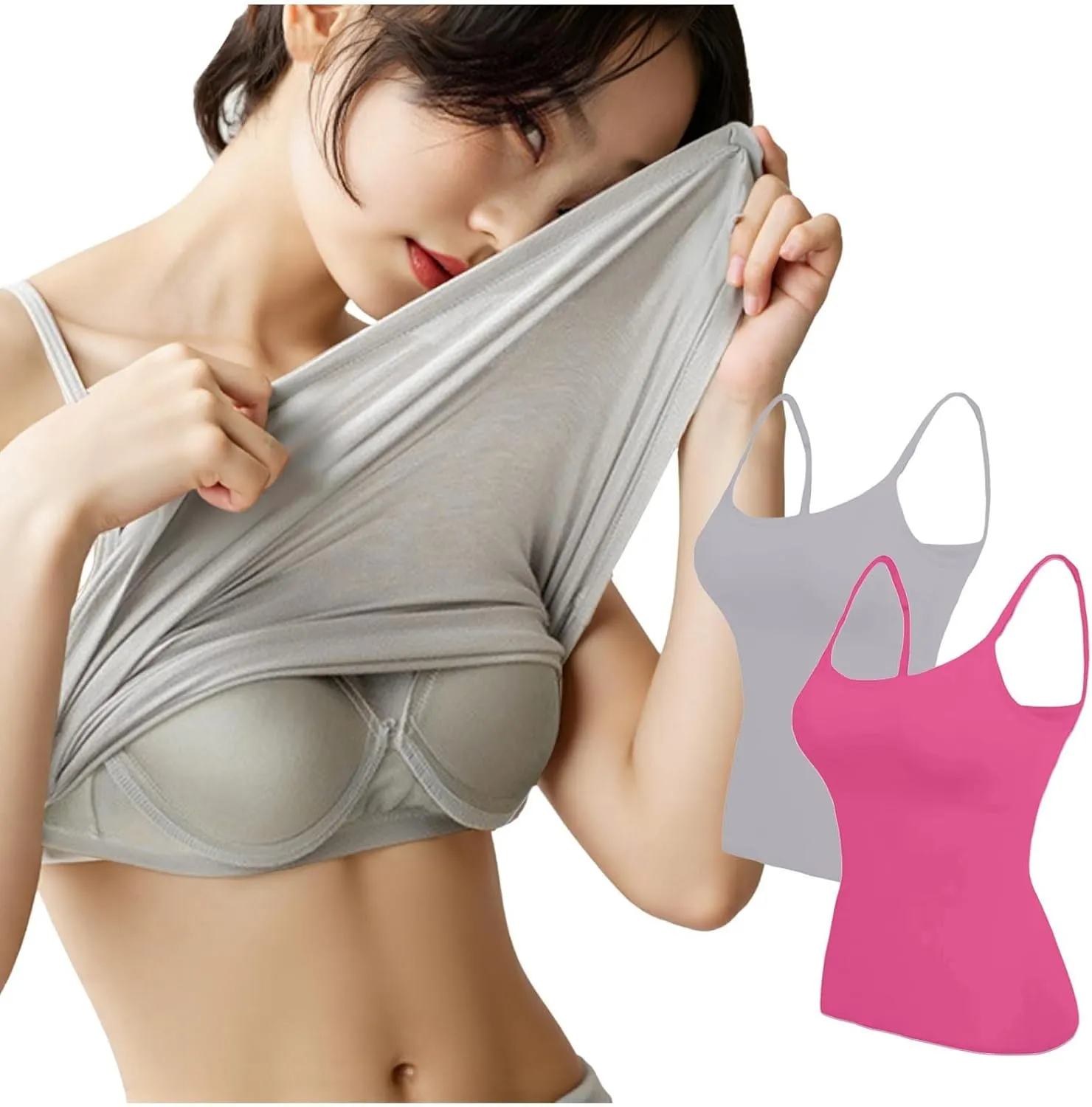 Womens Tank Tops With Built In Bras,Plus Size Camisole Tank Tops Solid Color Basic Shelf Bra Tank Tops for Women