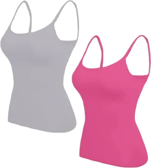 Womens Tank Tops With Built In Bras,Plus Size Camisole Tank Tops Solid Color Basic Shelf Bra Tank Tops for Women