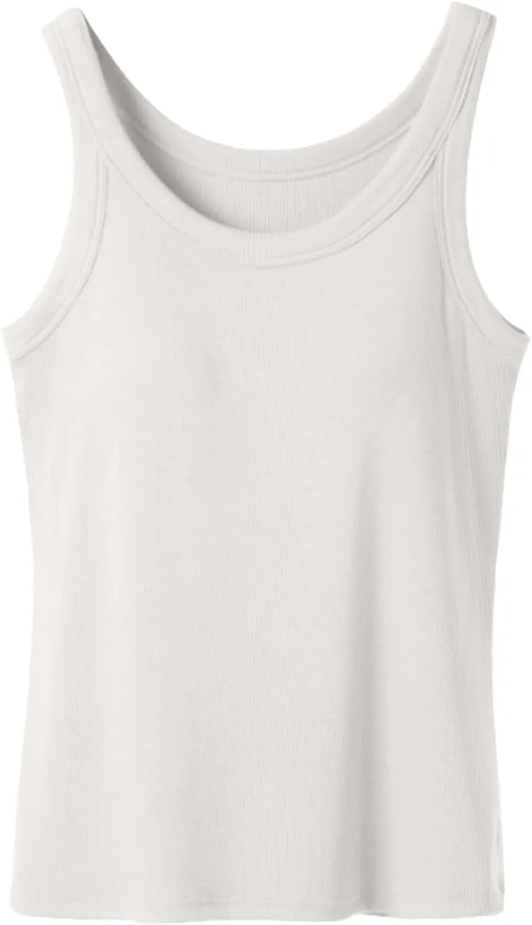 Womens Tank Tops with Built in Shelf Bra Summer Casual Sleeveless Ribbed Blouse Gym Yoga Workout Camisole Shirts