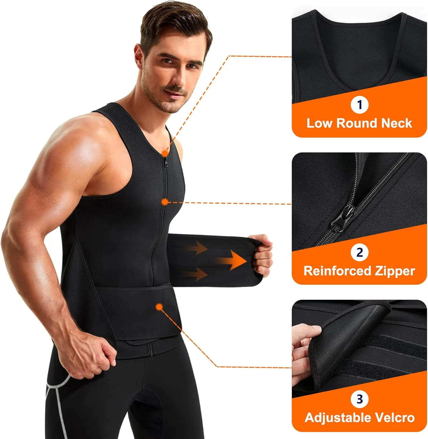 Wonderience Sauna Suit for Men Waist Trainer Neoprene Sweat Vest with Adjustable Waist Trimmer Belt