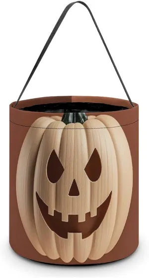Wooden Pumpkins Halloween Tote Candy Bag Candy Basket Candy Bucket Gift Bag for Halloween Party