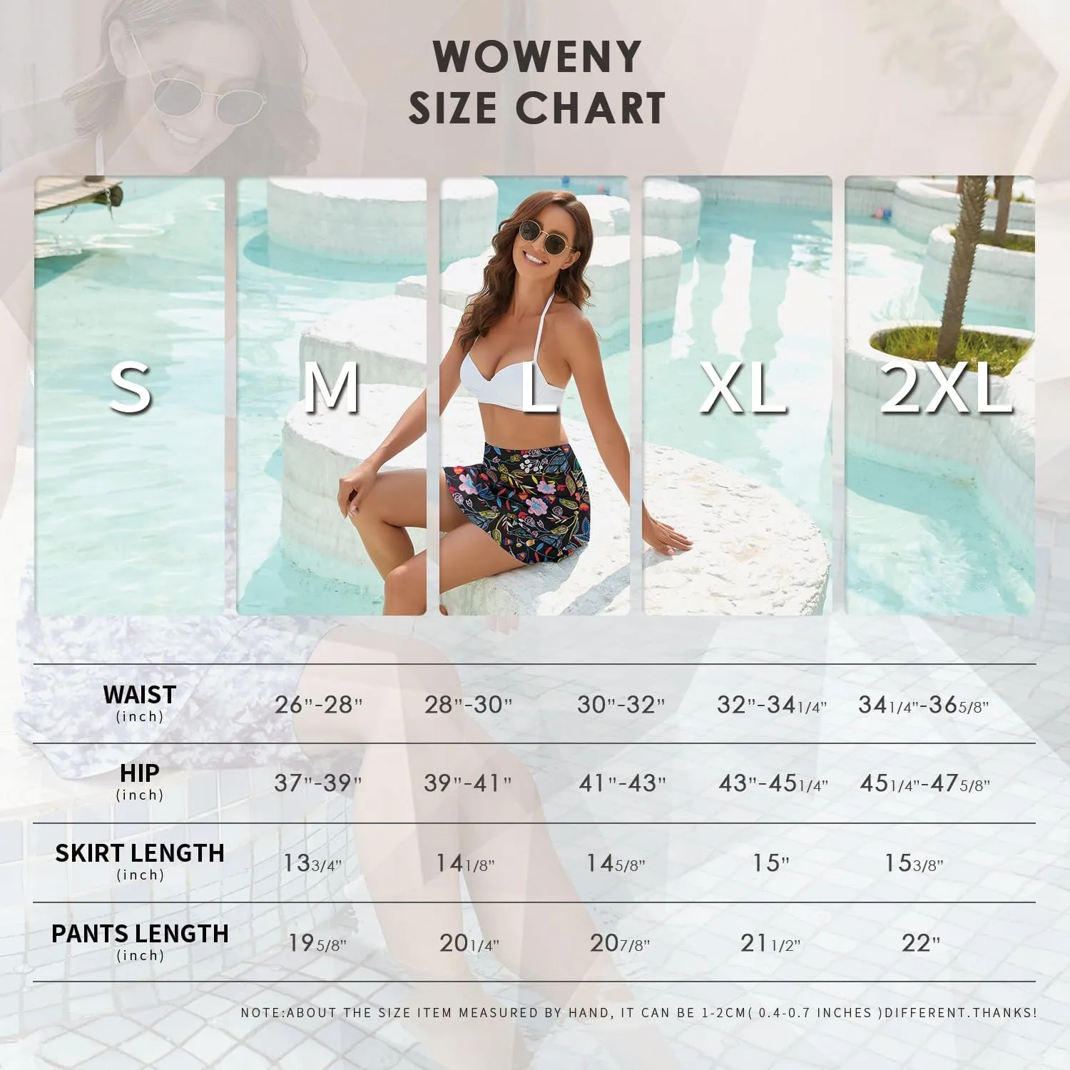 WOWENY Women's Swim Skirts Swimsuit High Waist Swimming Skorts with Shorts Bikini Bottoms with Pocket Bathing Suit Bottoms