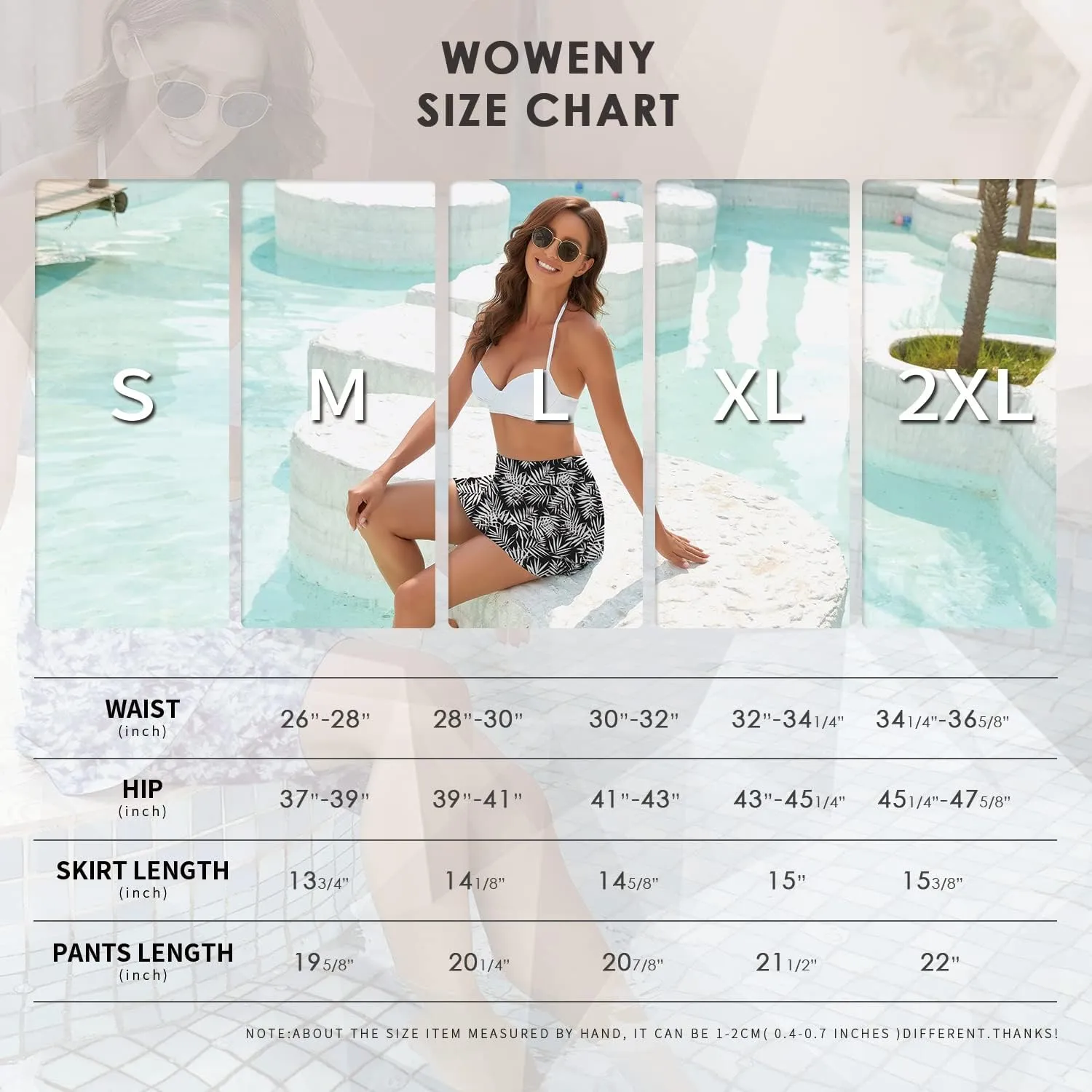 WOWENY Women's Swim Skirts Swimsuit High Waist Swimming Skorts with Shorts Bikini Bottoms with Pocket Bathing Suit Bottoms