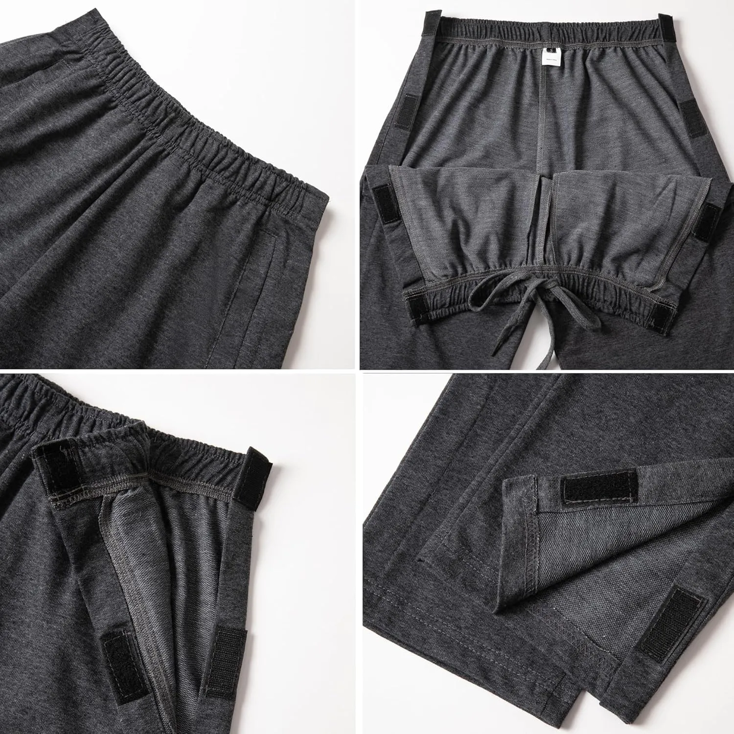 WZIKAI Men's Tear Away Pants Casual Side Snap Open Sweatpants Loose Fit Post Surgery Pants with Pockets