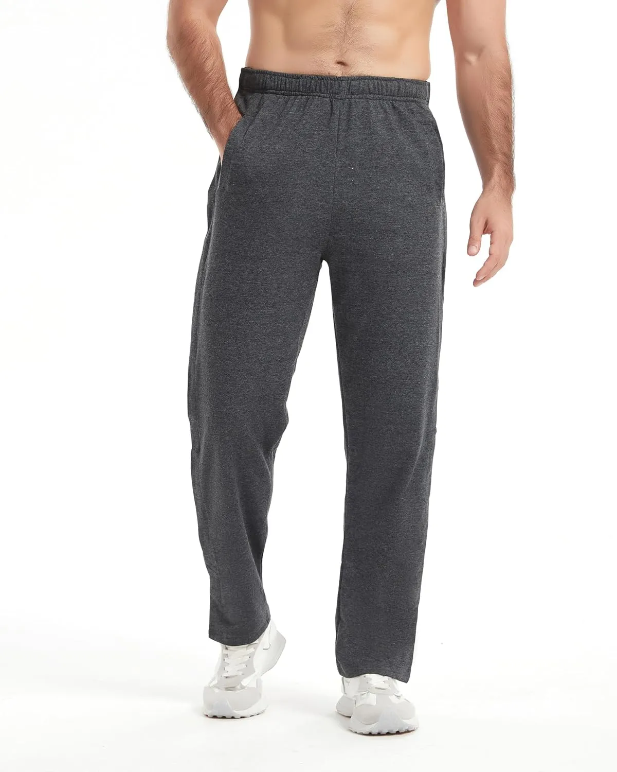 WZIKAI Men's Tear Away Pants Casual Side Snap Open Sweatpants Loose Fit Post Surgery Pants with Pockets