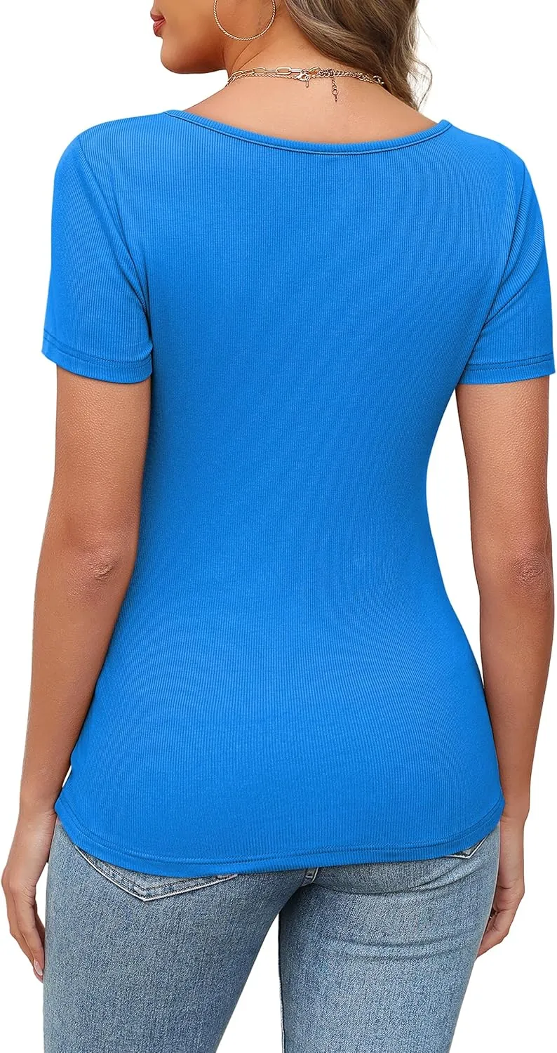 XIEERDUO Womens Summer Tops Short Sleeve Shirts for Women Sexy Tops Y2K Shirts One Piece Cutout Tops