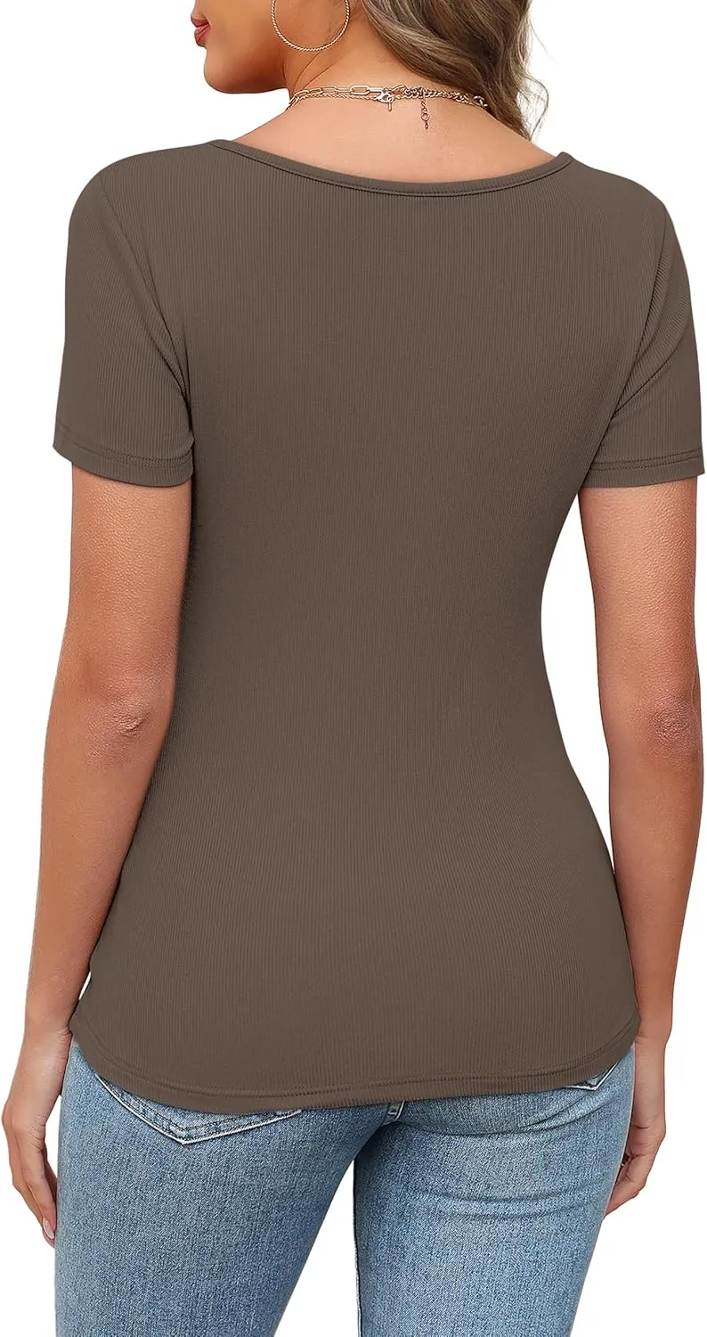 XIEERDUO Womens Summer Tops Short Sleeve Shirts for Women Sexy Tops Y2K Shirts One Piece Cutout Tops