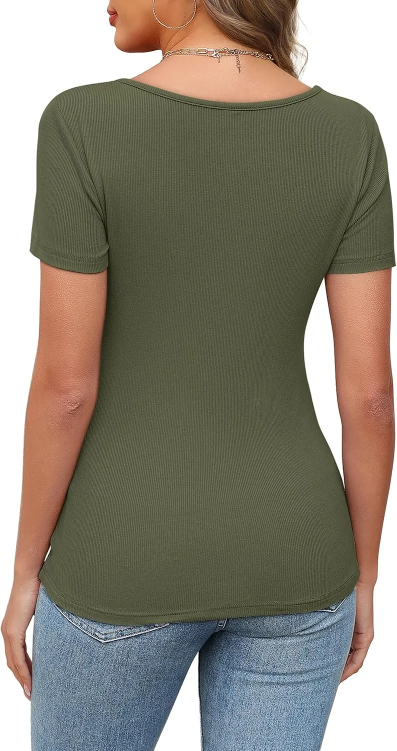 XIEERDUO Womens Summer Tops Short Sleeve Shirts for Women Sexy Tops Y2K Shirts One Piece Cutout Tops