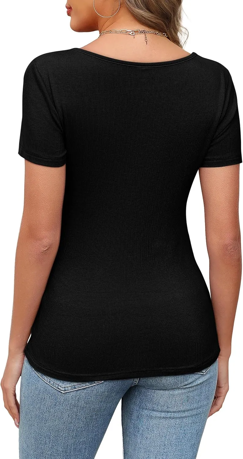 XIEERDUO Womens Summer Tops Short Sleeve Shirts for Women Sexy Tops Y2K Shirts One Piece Cutout Tops