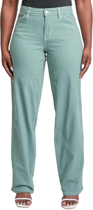 YMI Jeans Women's High Rise Carpenter Straight Leg Pants