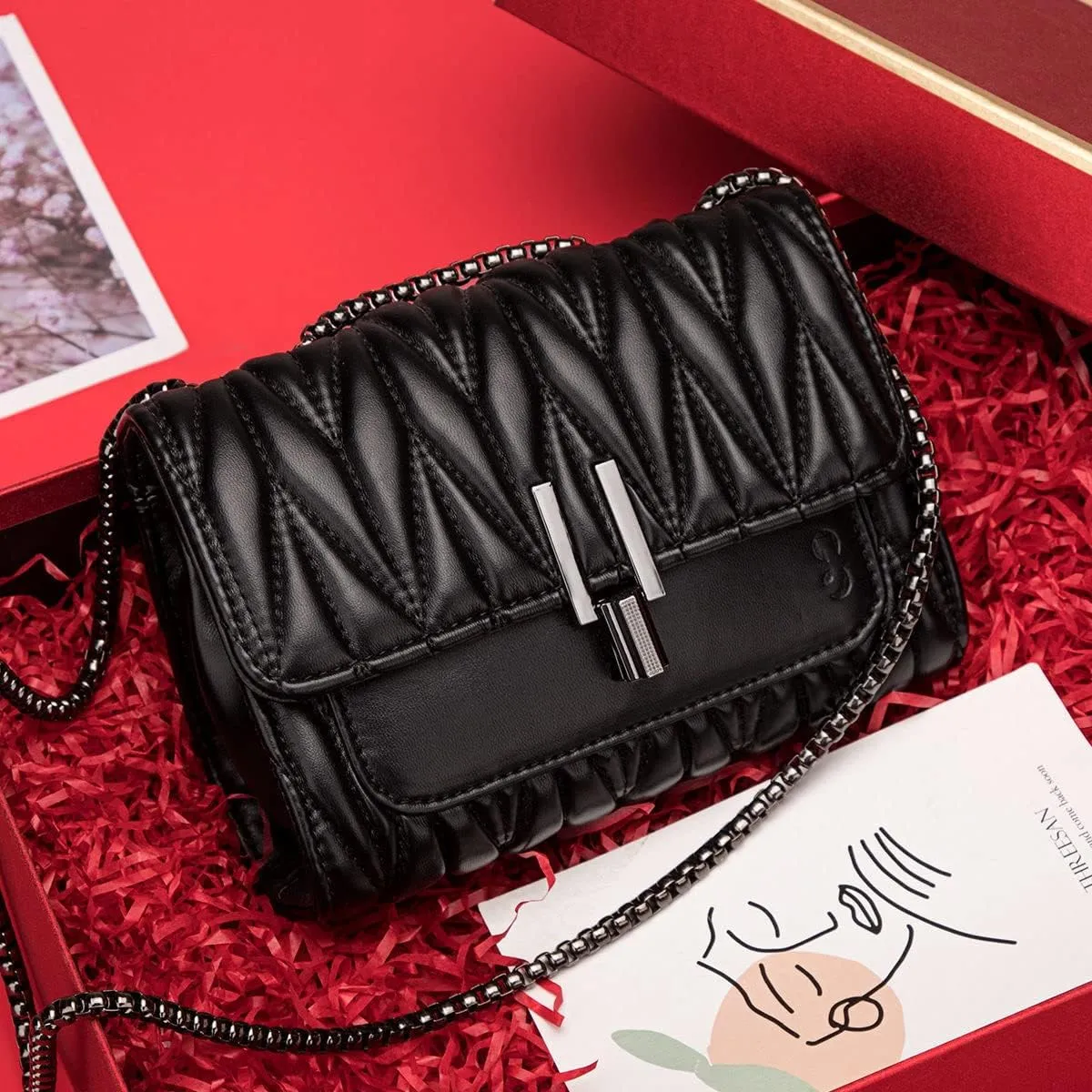 YXBQueen Quilted Leather Handbag Designer Crossbody Bags Women Purses and Handbags