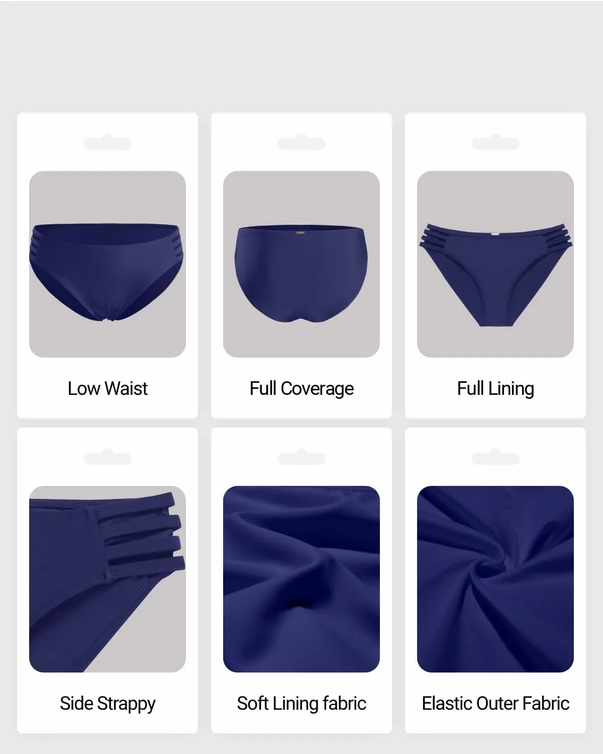 Zmart Women Strappy Bikini Bottoms Full Coverage Bathing Suit Swim Low Rise Cutout Swimsuit Bottom